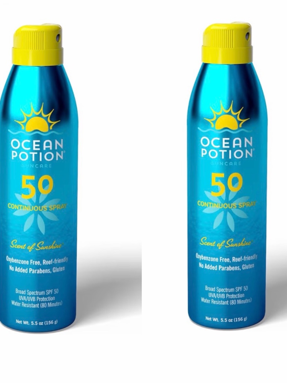 X 2 Ocean Potion SPF50  Sunscreen Body Spray UVA/UVB Aloe Non-Greasy 5.5 oz ea